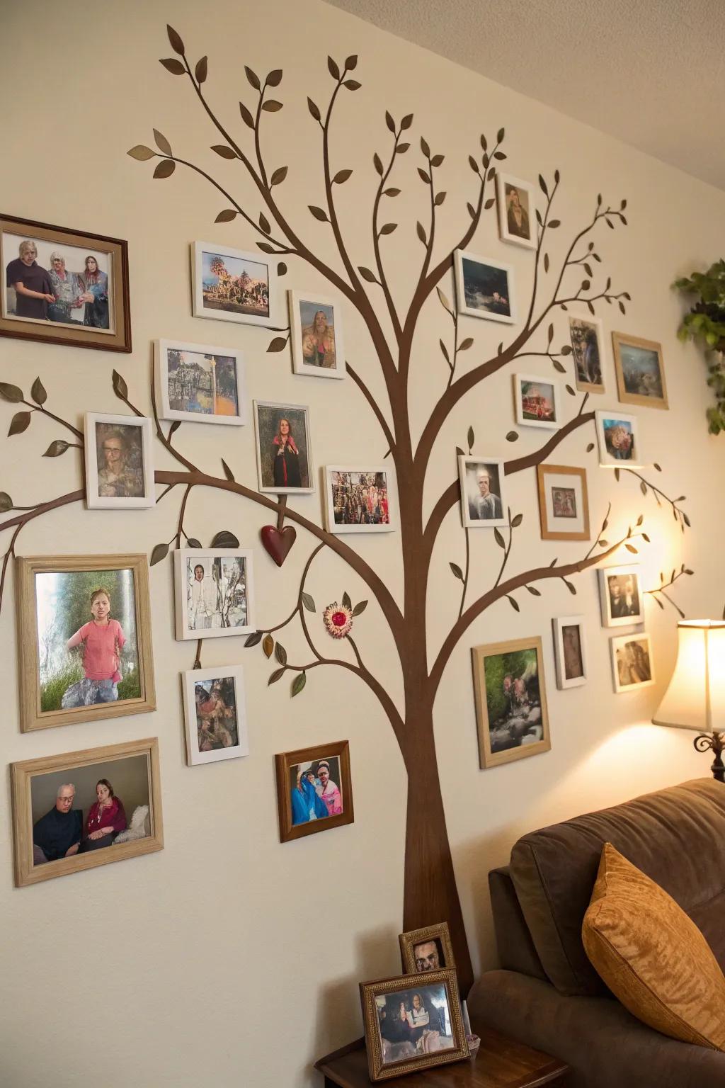 A genealogical tree exhibition using framed images