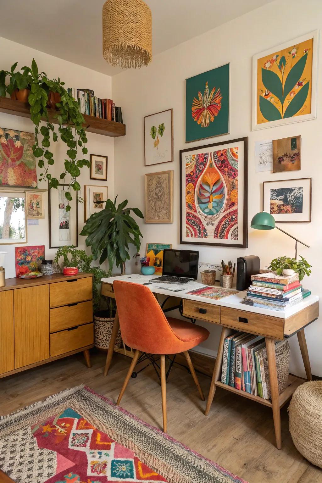 Eclectic decor truly personalizes your office.