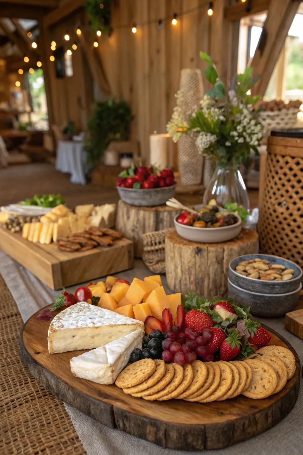 A countryside grazing counter extends a delectable and visually pleasing snack alternative.