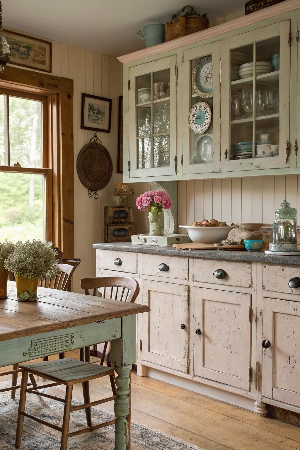 Ornamental fittings introduce personality to your chalk-painted cabinets.