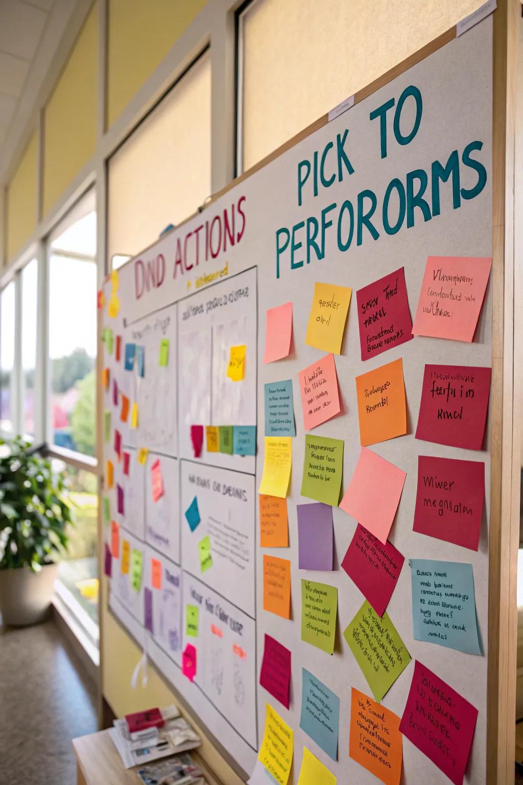 A kindness-themed bulletin board featuring paper sprinkle actions.