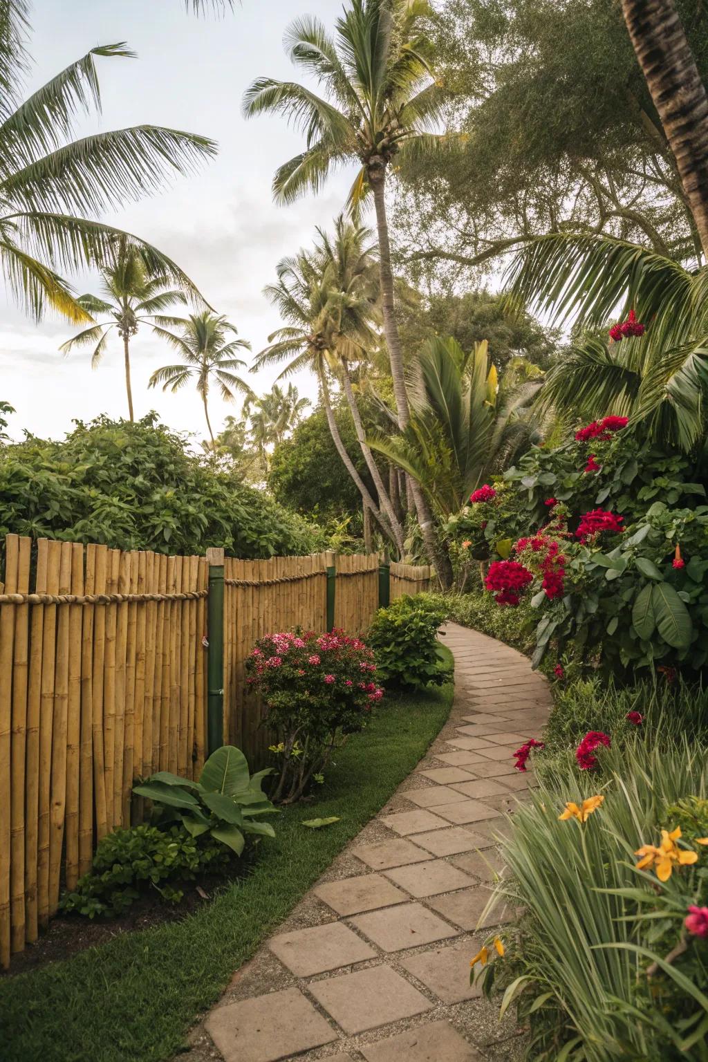 Infuse your garden with a tropical essence through bamboo fencing.