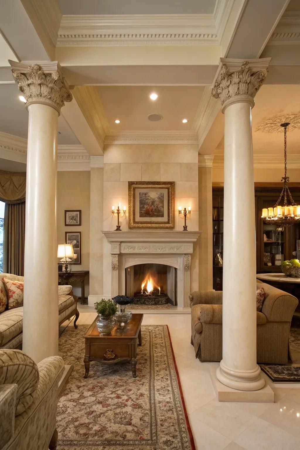 Sophisticated columns frame your fireplace with elegance.