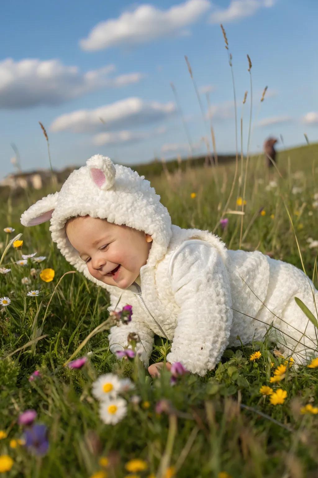 A gentle and affectionate lamb costume for a serene Halloween.