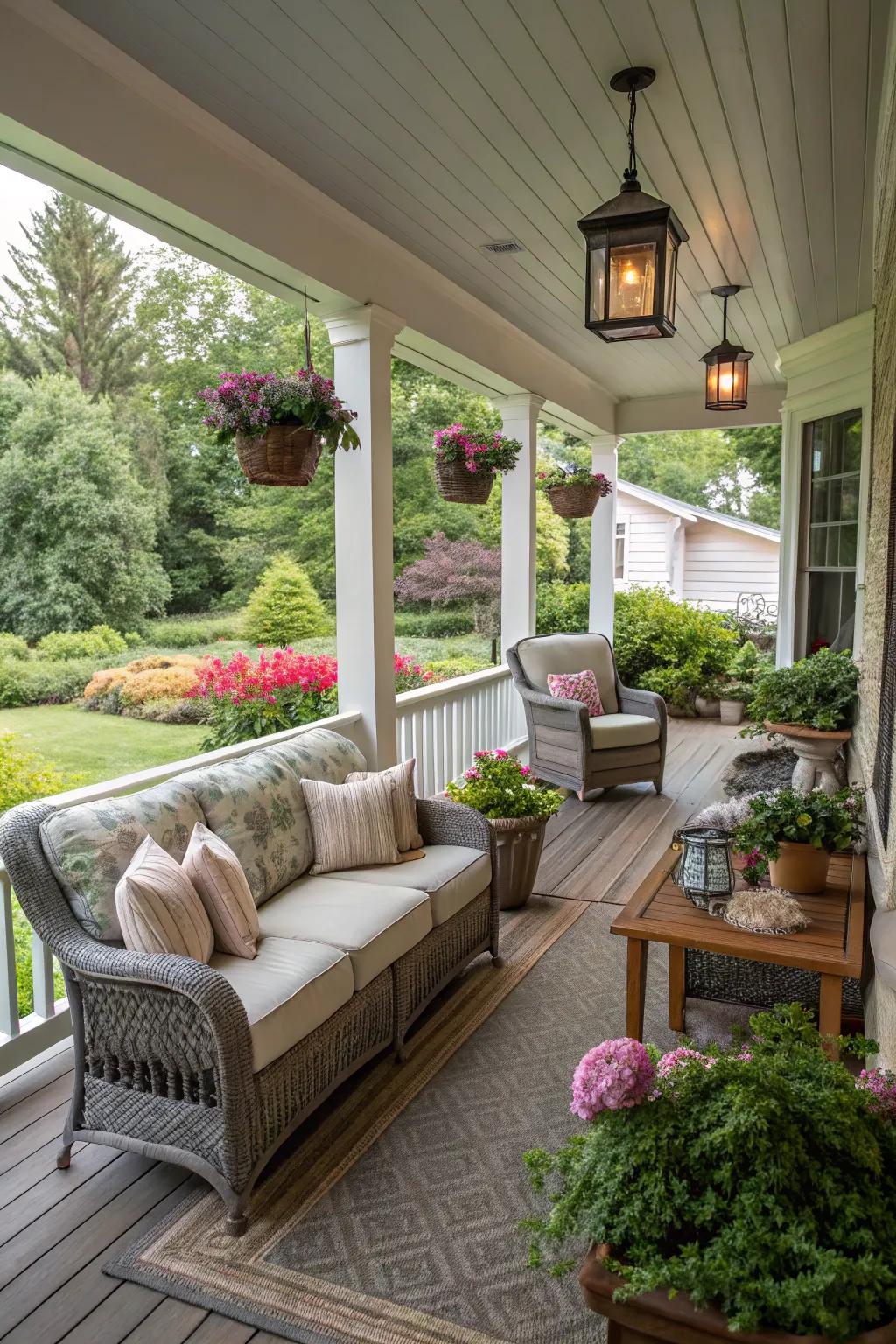 A well-designed porch that invites relaxation and social warmth