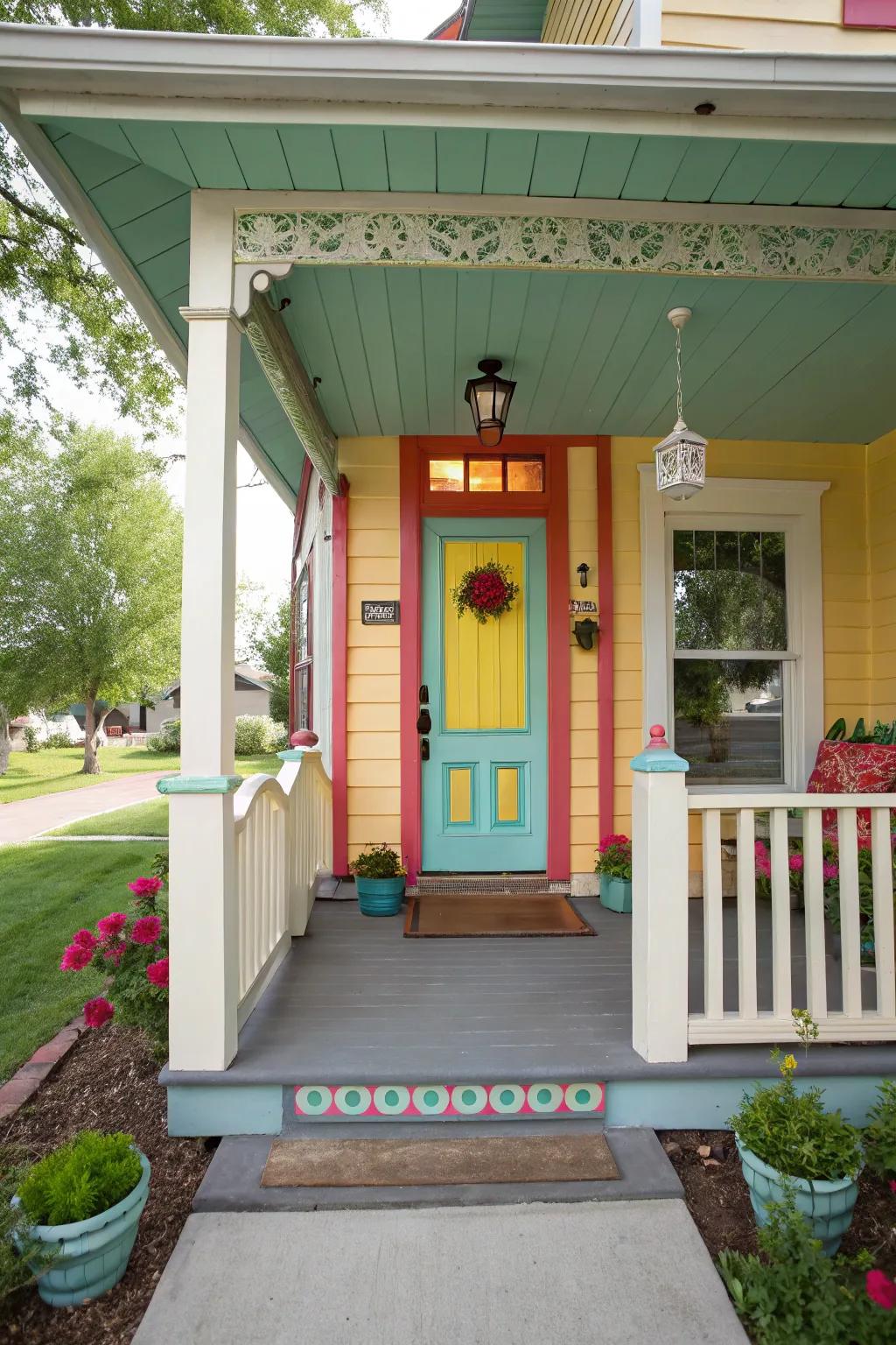 A striking door color gives your porch a striking focal point.