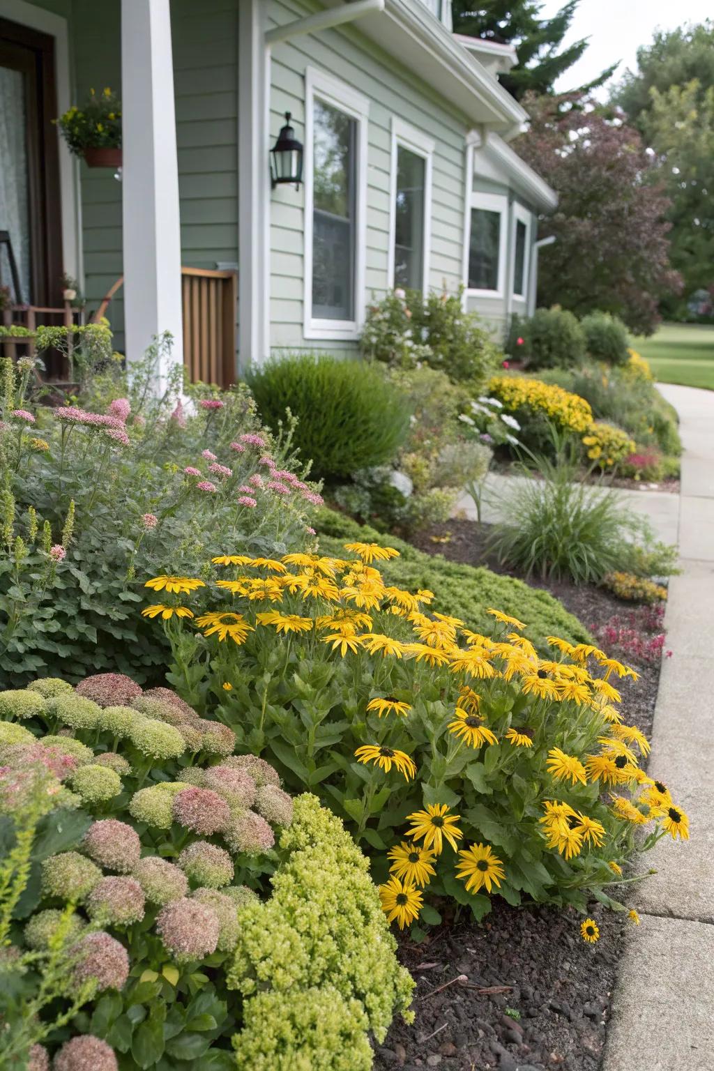 Elect low-maintenance perennials for an easy-care flower bed.