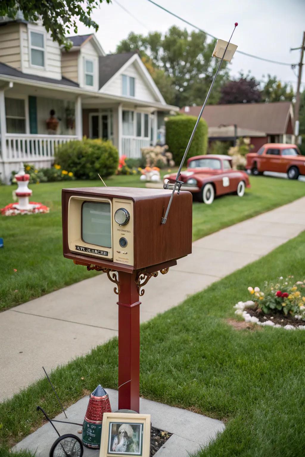 A classic television mailbox that broadcasts ingenuity and nostalgia.