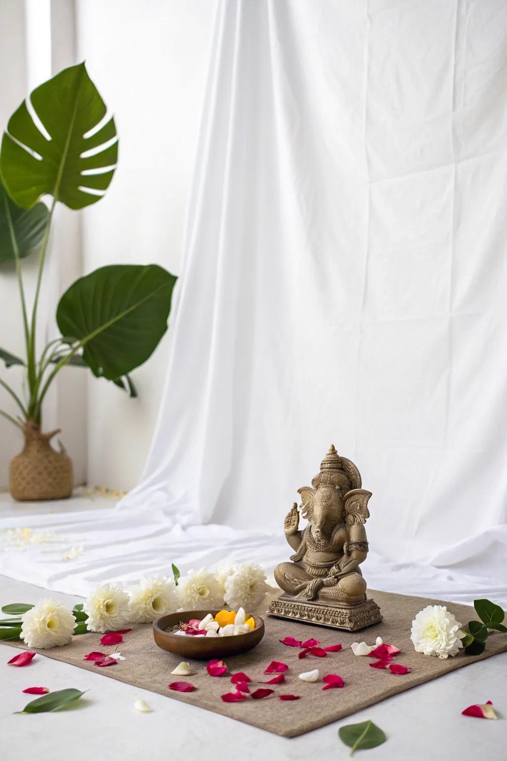 Minimalism at its most refined for a tranquil Ganpati celebration.