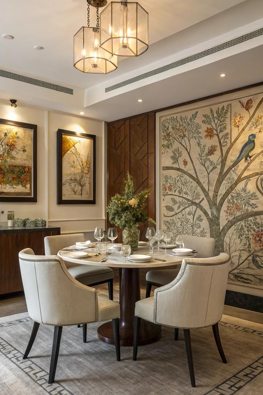 Insert historic features to these walls by adopting classical mural art.