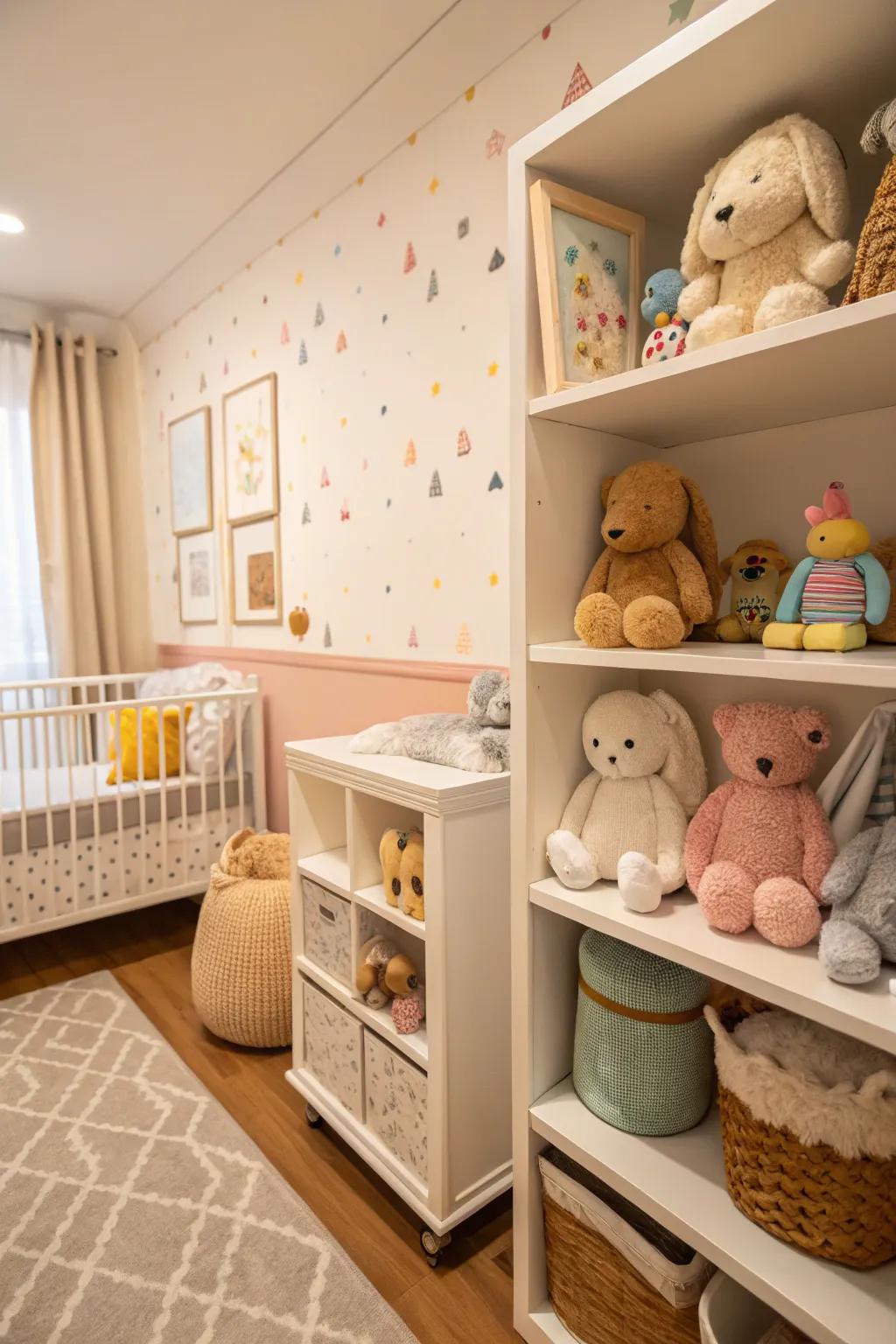 Soft figures add warmth and character to the nursery.