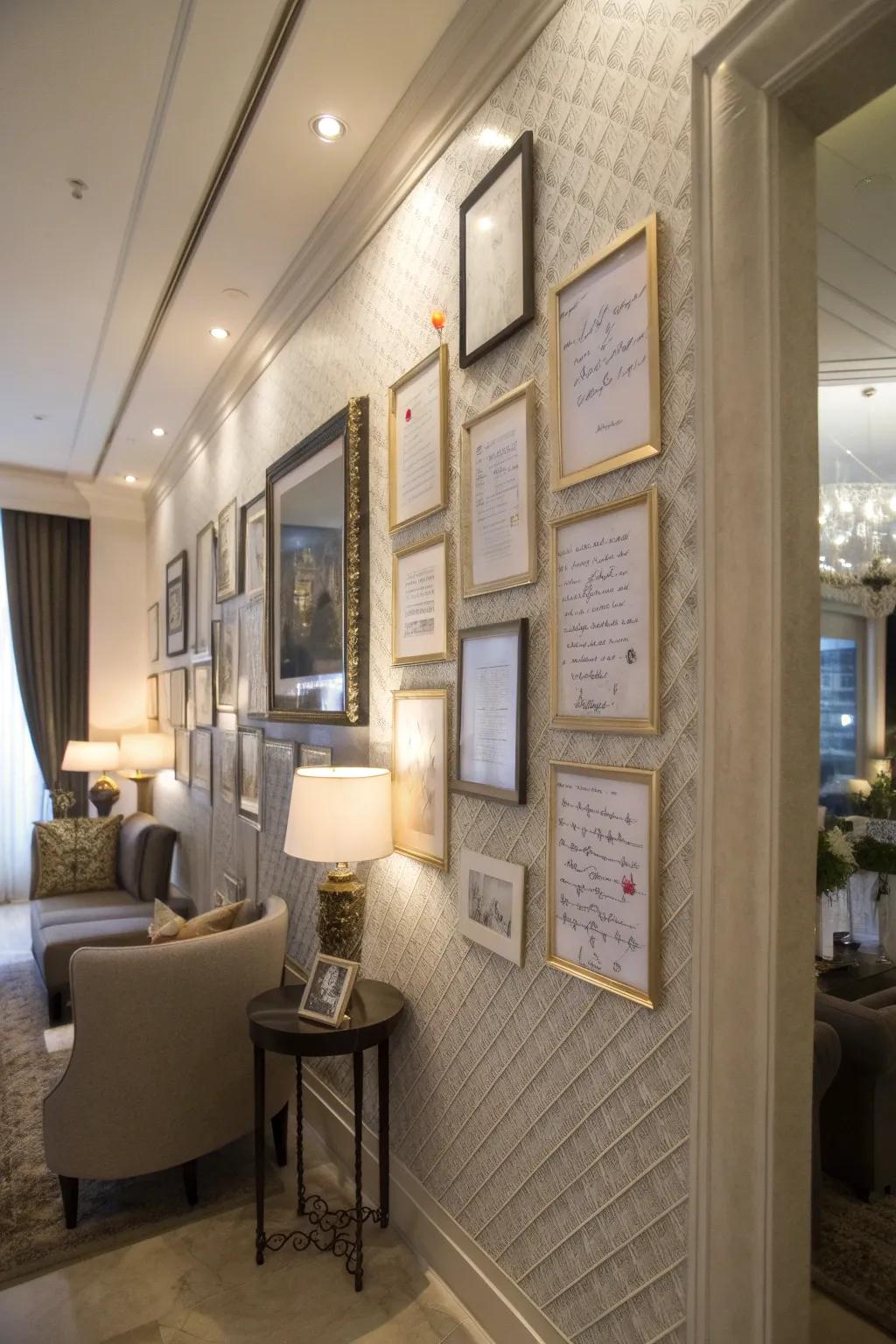 A display featuring uplifting citations and gratitude expressions.