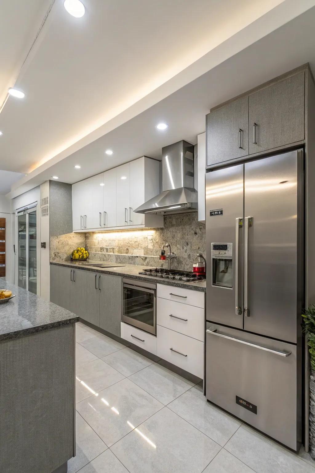 Brushed steel appliances enhancing a modern kitchen