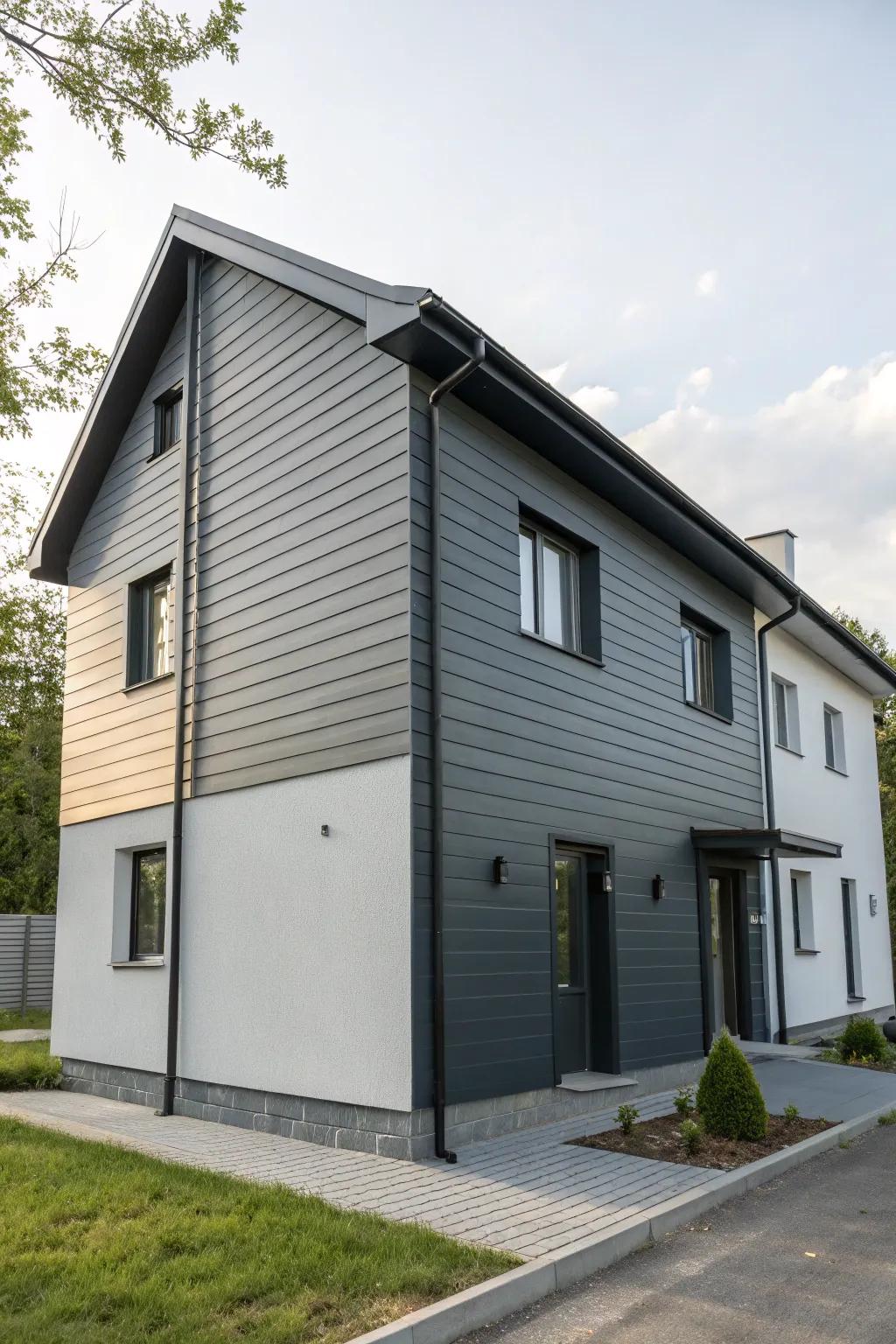 A contemporary twist through the utilization of dual-tone grey.