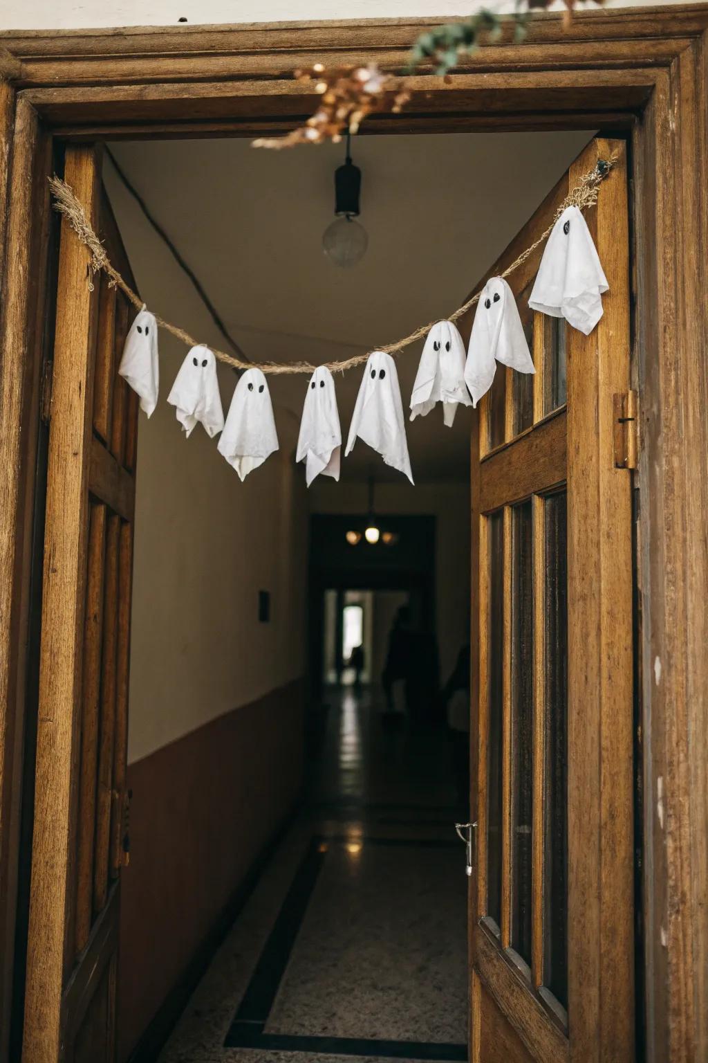 A spectral festoon imparts a gentle eeriness to your entrance.