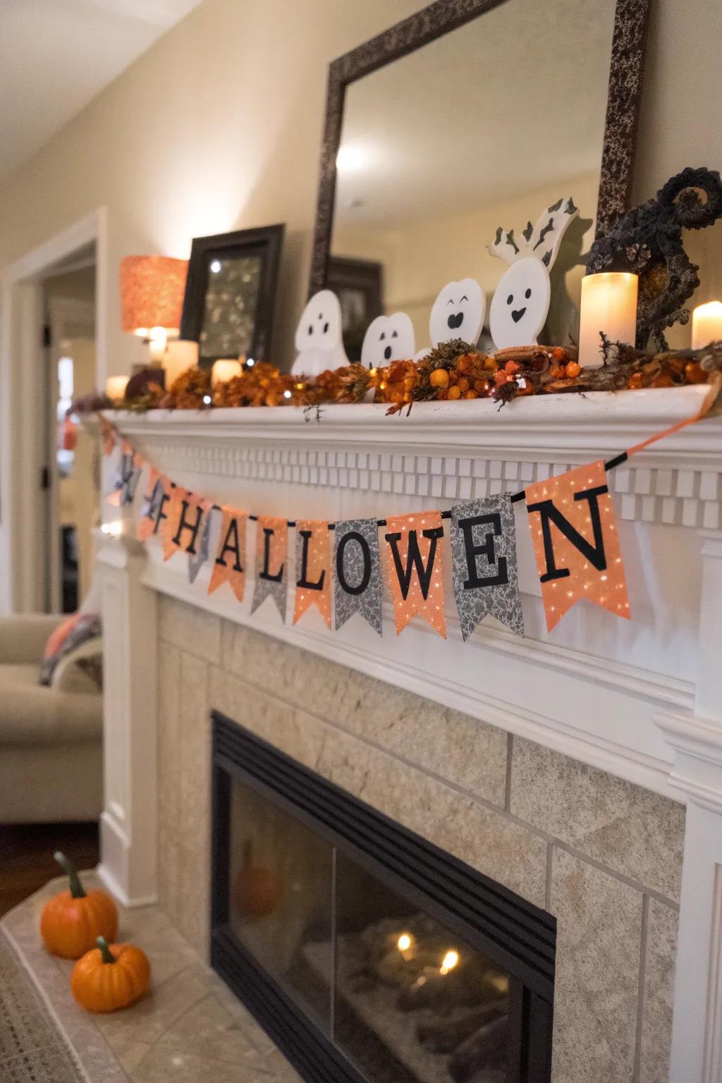 Garlands introduce festive layers to the spooky tableau.