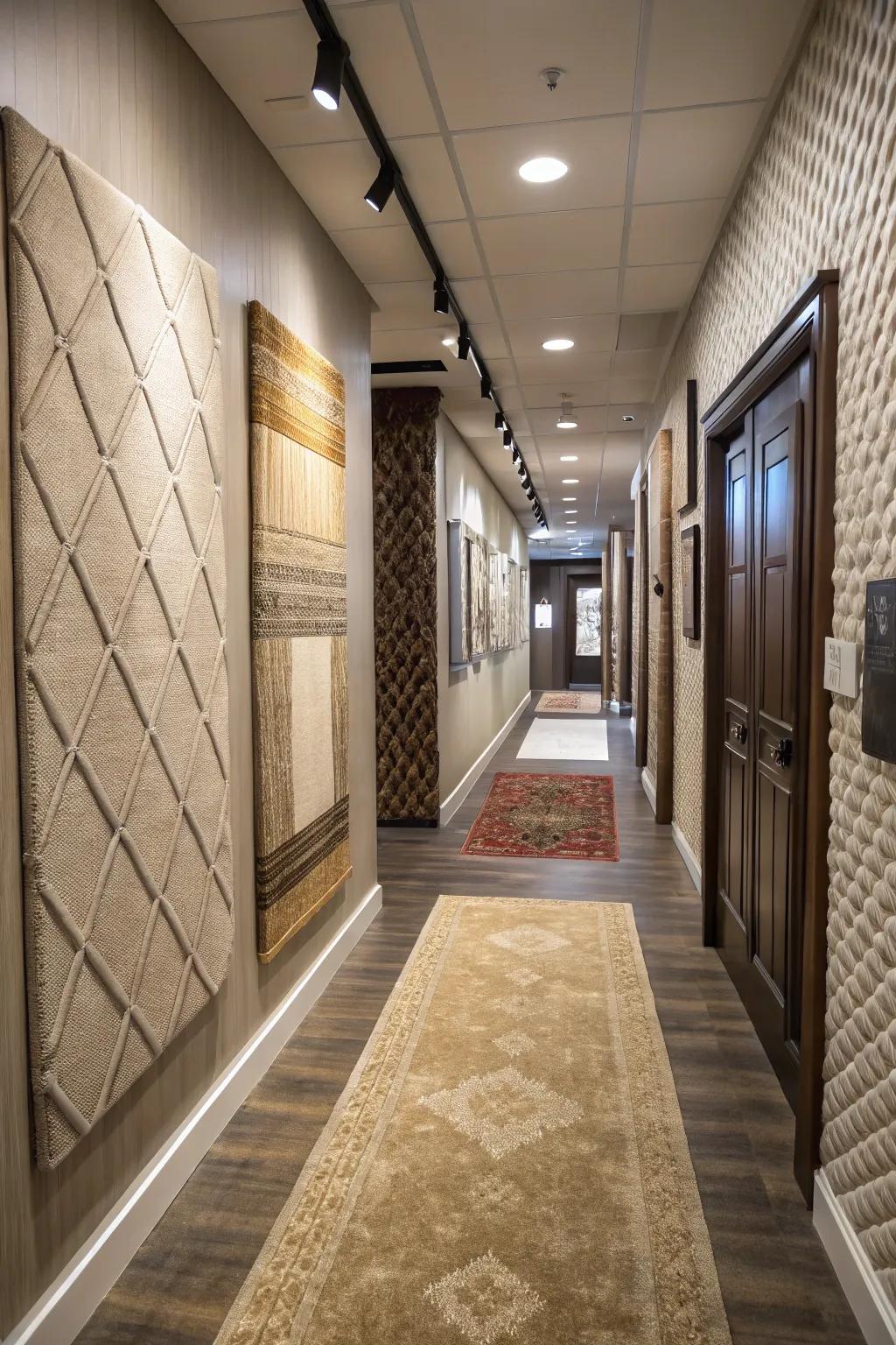 Tactile elements contribute profoundness and fascination to your hallway.