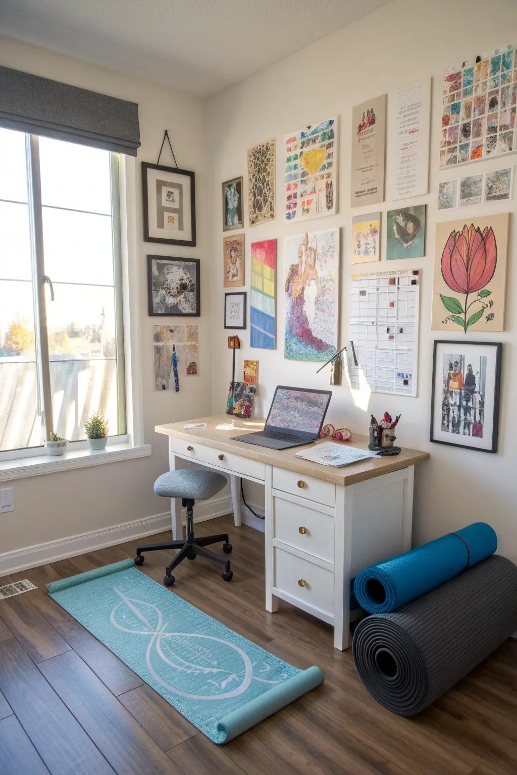 Inspirational art injects vigor and motivation into your flexible area.