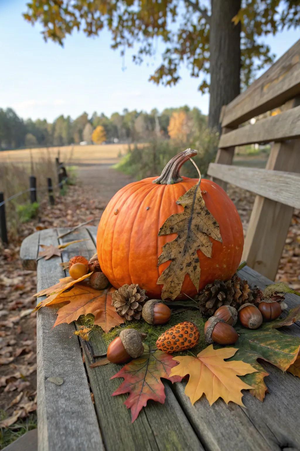 A nature-inspired pumpkin that embodies the essence of autumn.