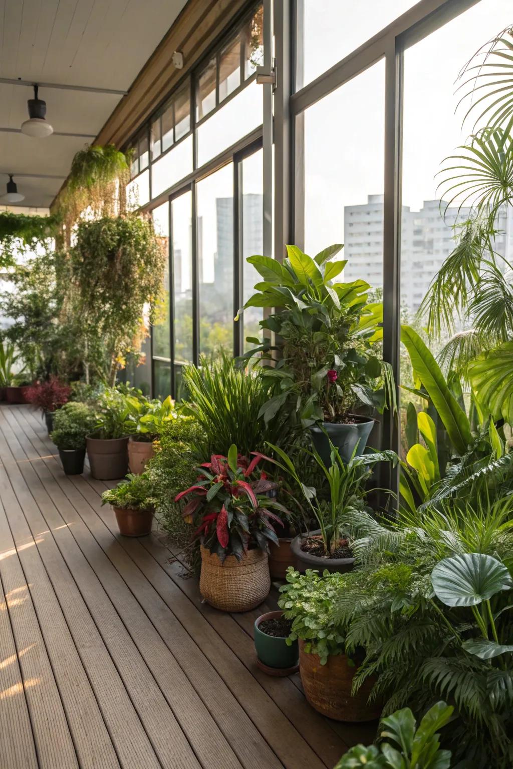 Indoor flora infuses a vibrant, verdant feel to this deck.