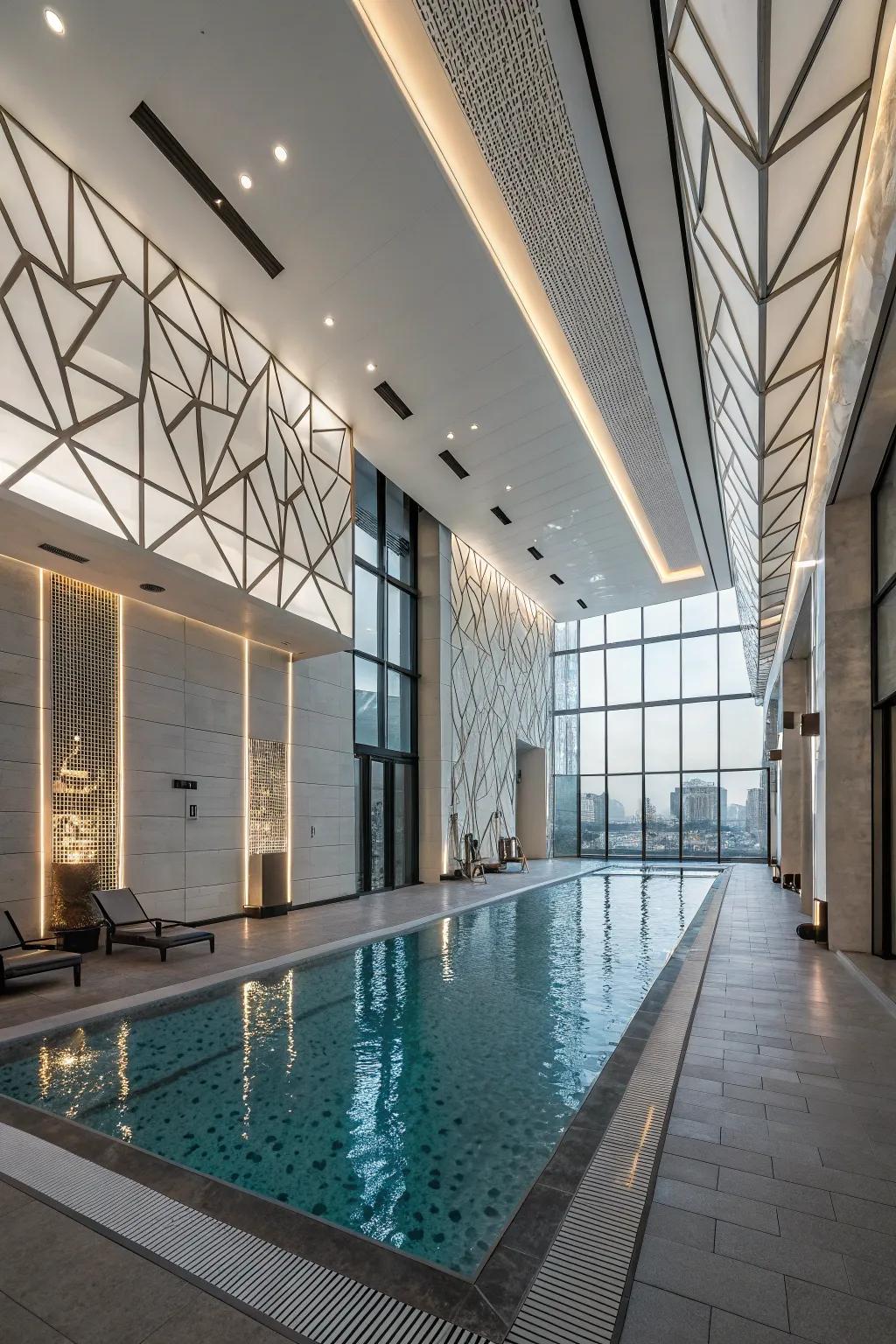 A state-of-the-art indoor pool featuring contemporary design