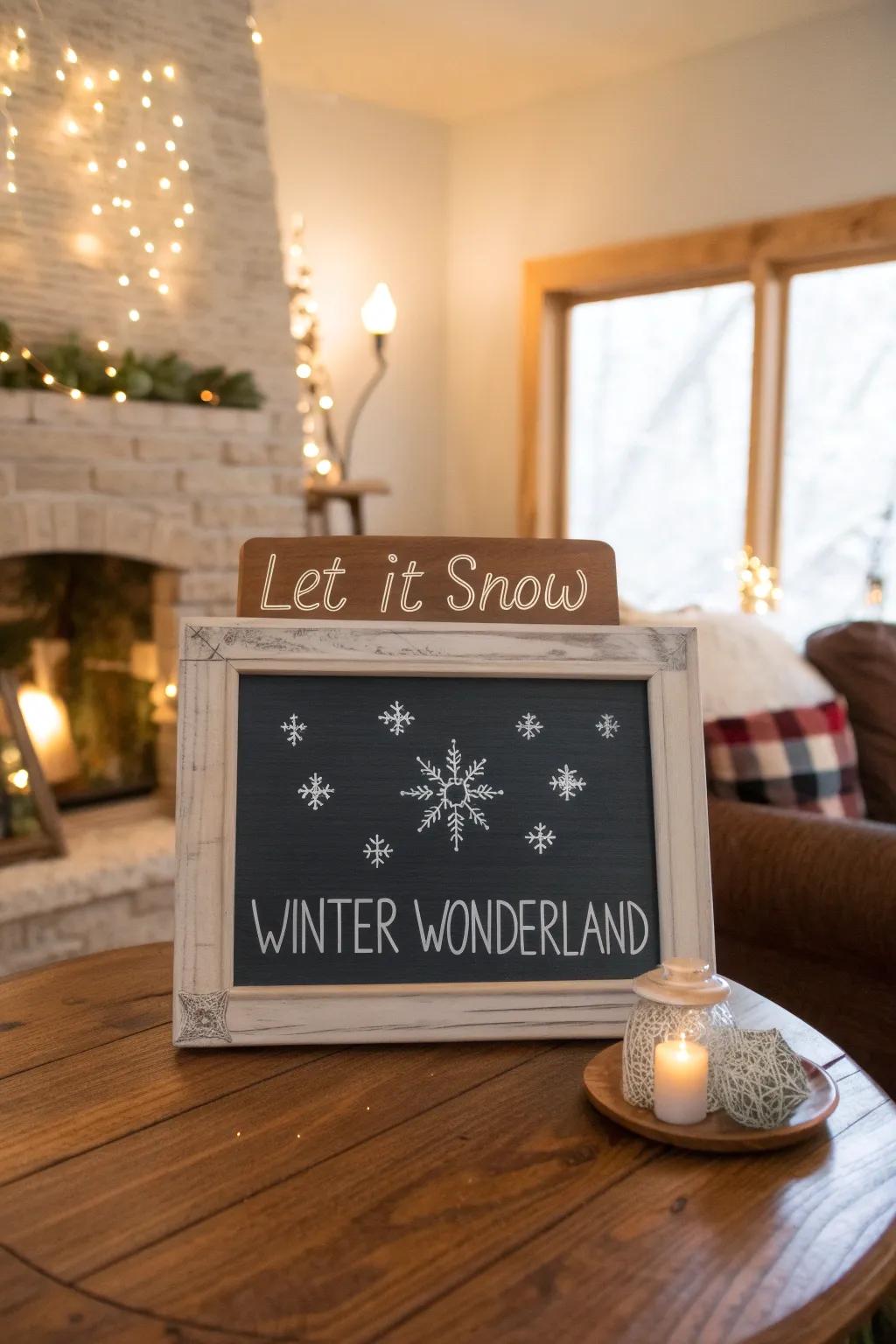 Convey the season through winter salutations.