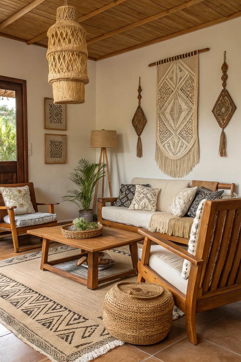 Rustic elements add warmth and character.