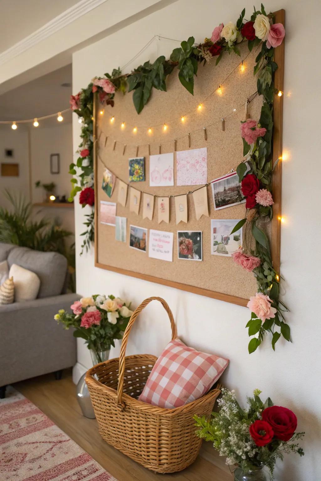 A garden party-themed bulletin board for a dash of sophistication.