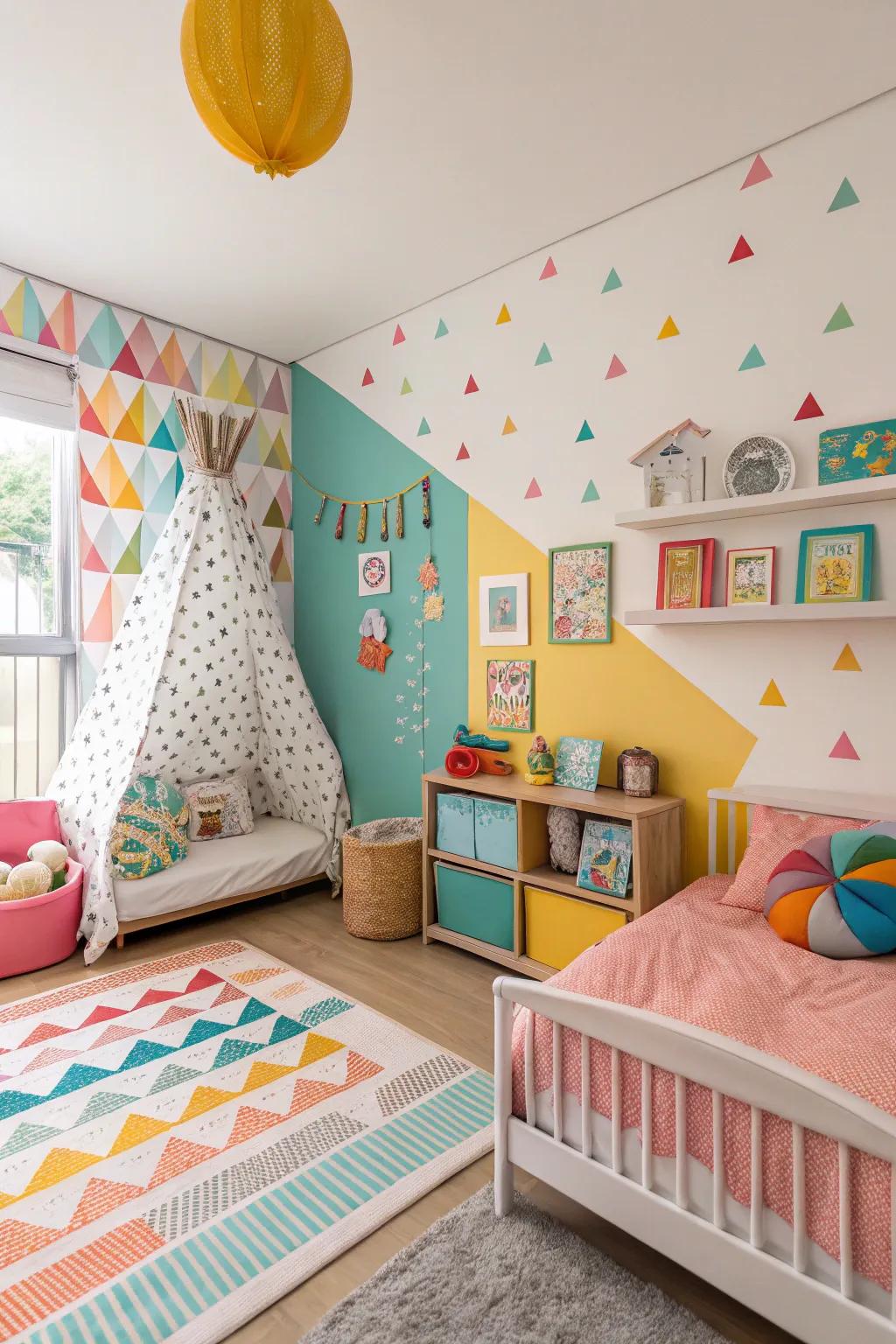 A vibrant highlighting partition injecting character into the area.