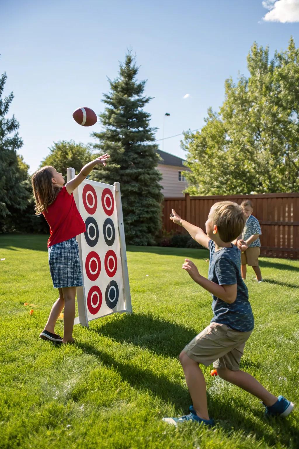 Participants relishing a football lob activity in the yard.