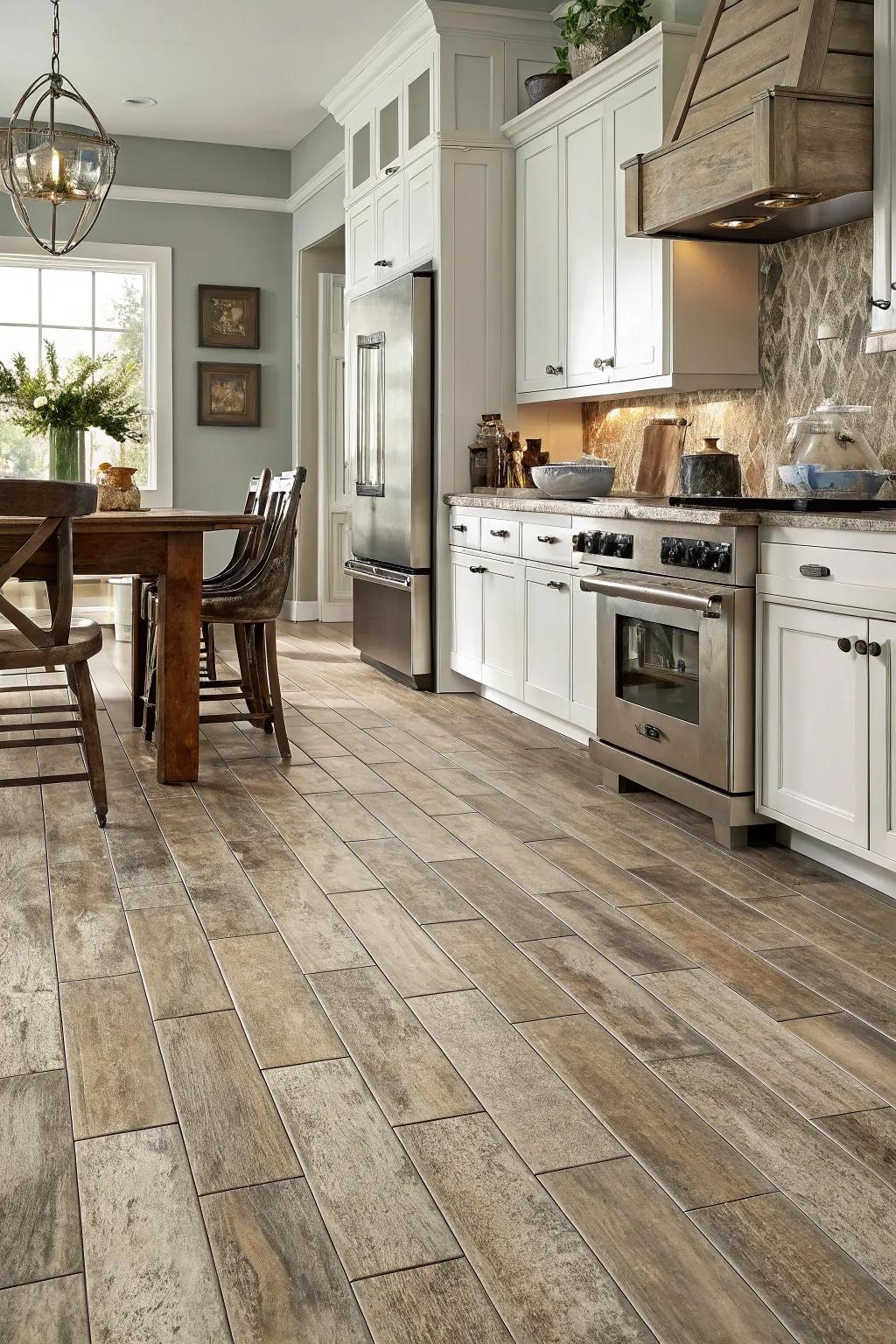 Relish the allure of lumber alongside the resilience of porcelain.