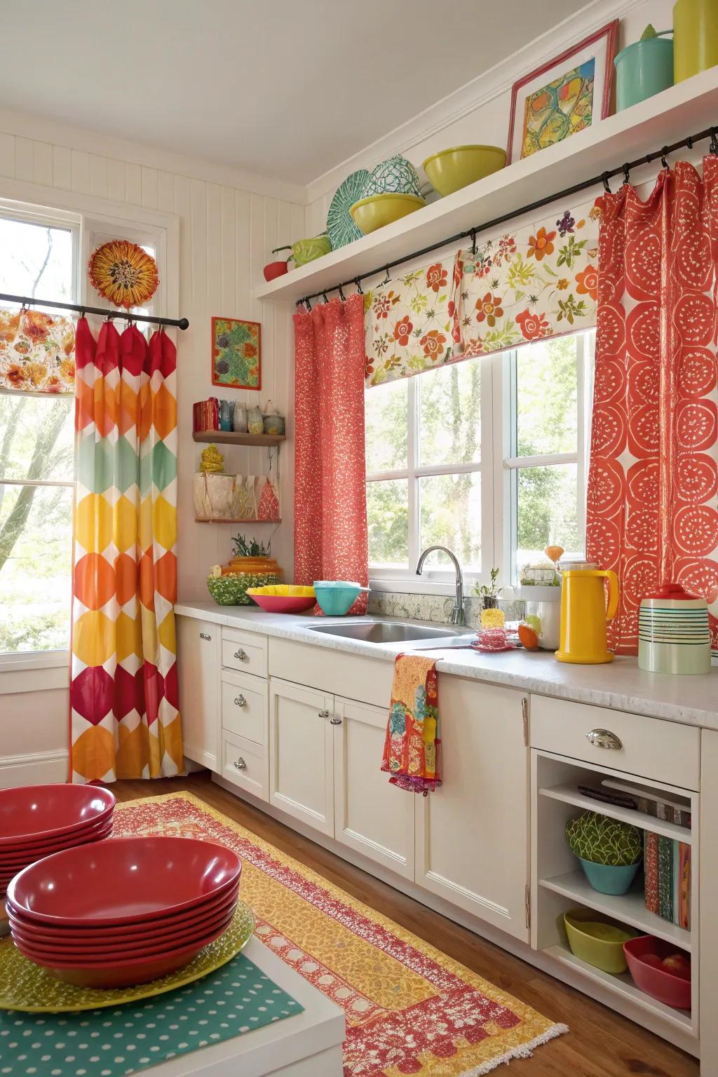 Strong colours cause your kitchen window to resonate with individuality.