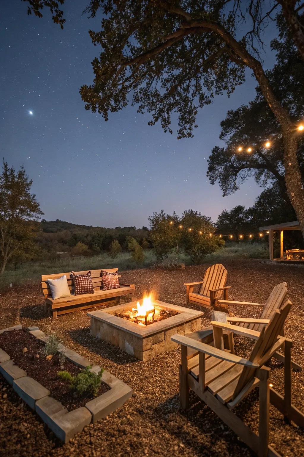 Establish a welcoming ambiance around your bonfire using surface cover.