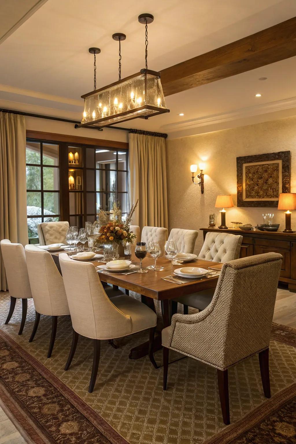 Comfortable seating designed to encourage extended, pleasurable meals.