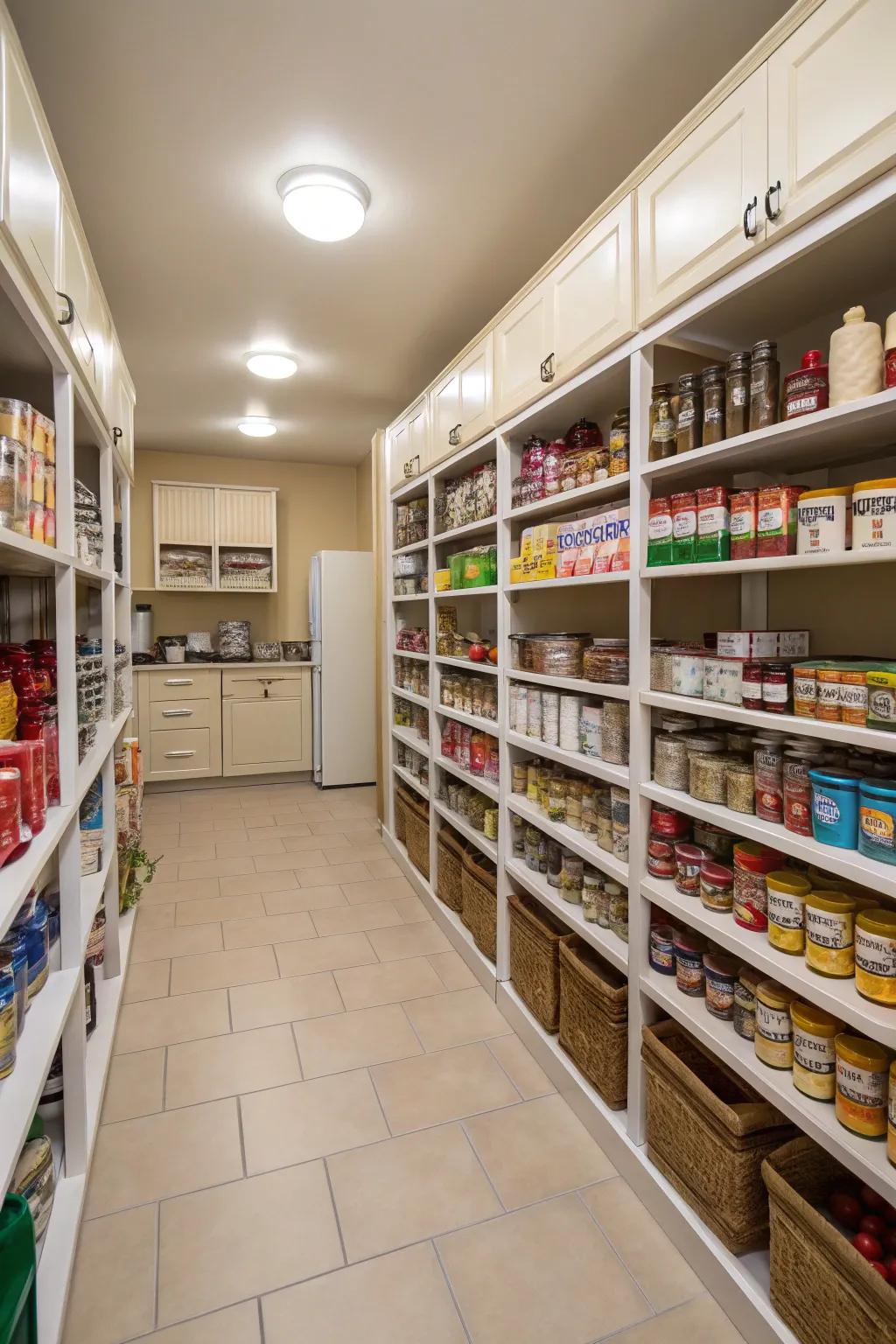 Wide passageways make moving about your pantry effortless.