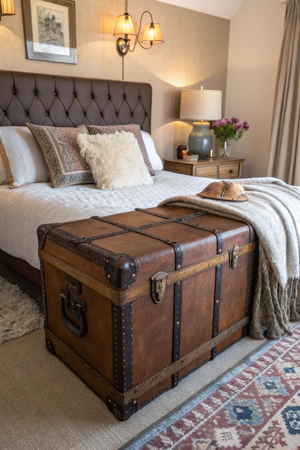 Leather chests offer both storage and character.
