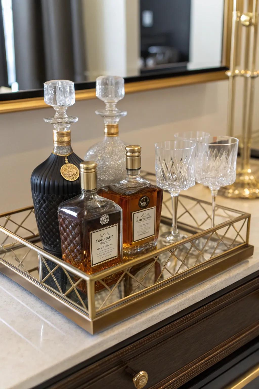Luxurious presentation with a mirrored plate.