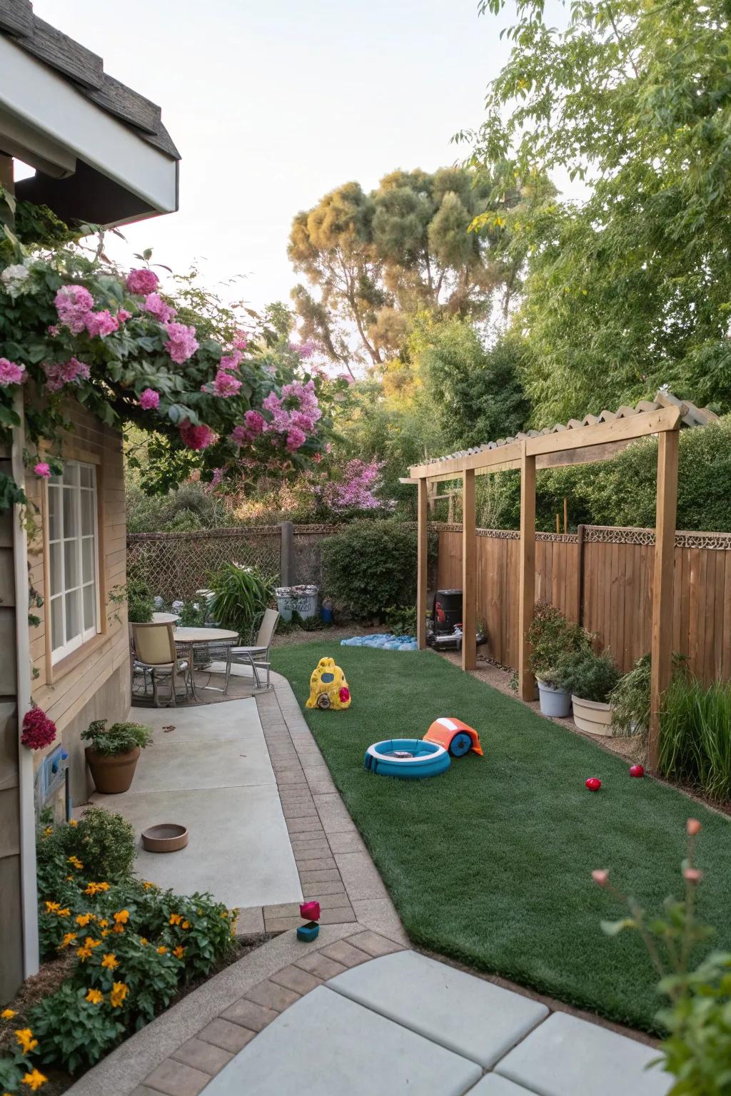 A versatile expanse amalgamating leisure and play for all kin members.