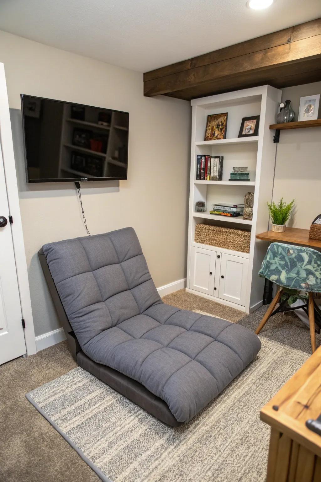 Conserve area through a versatile futon seat.