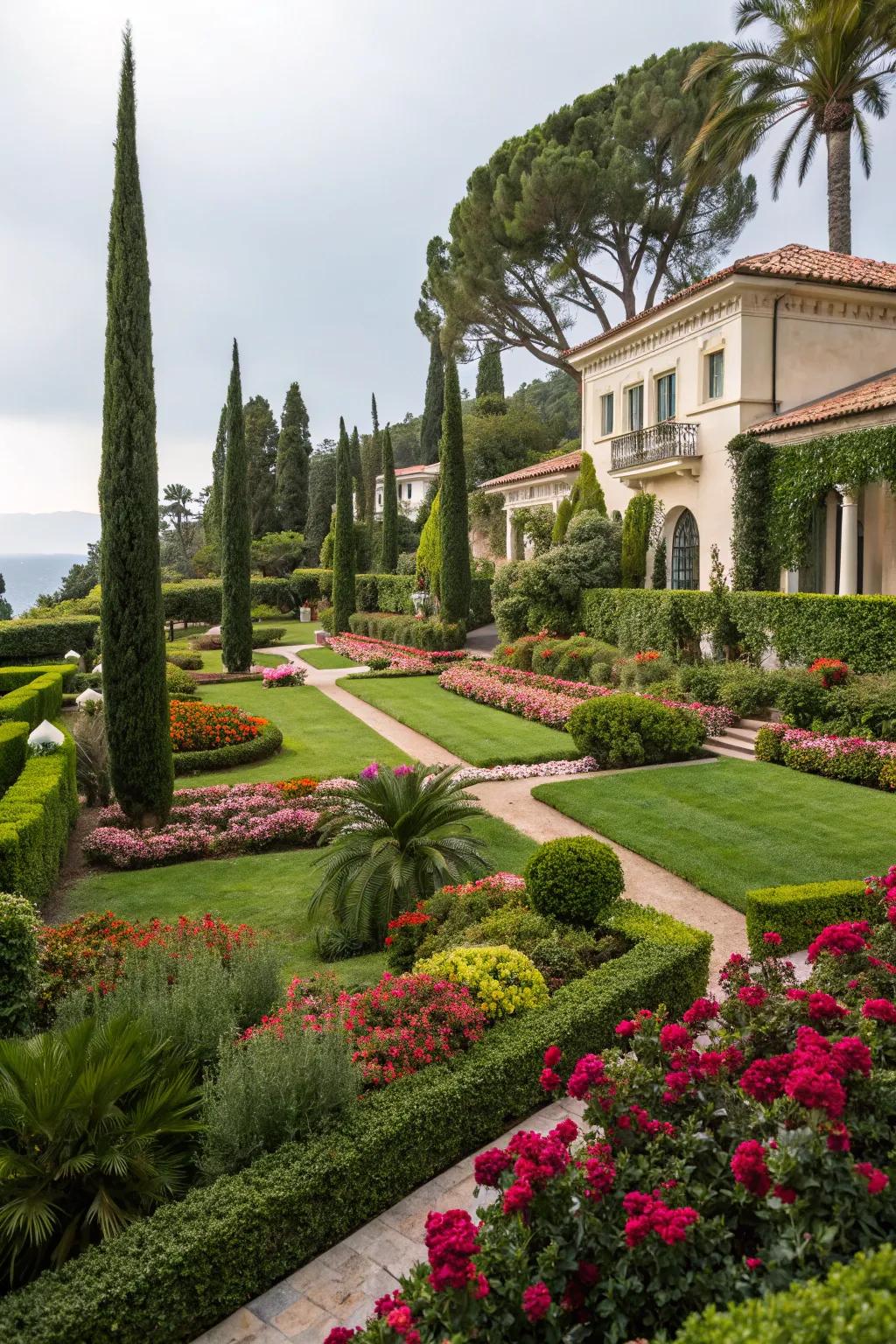 A lush garden creating a serene and picturesque environment.