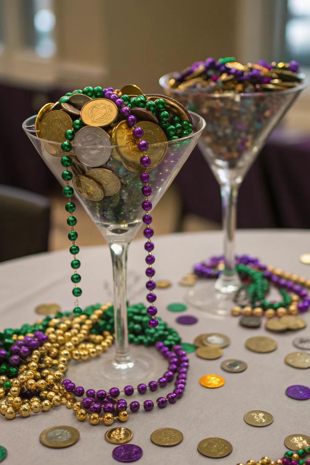 Craft a chic centerpiece with cocktail vessel decor.