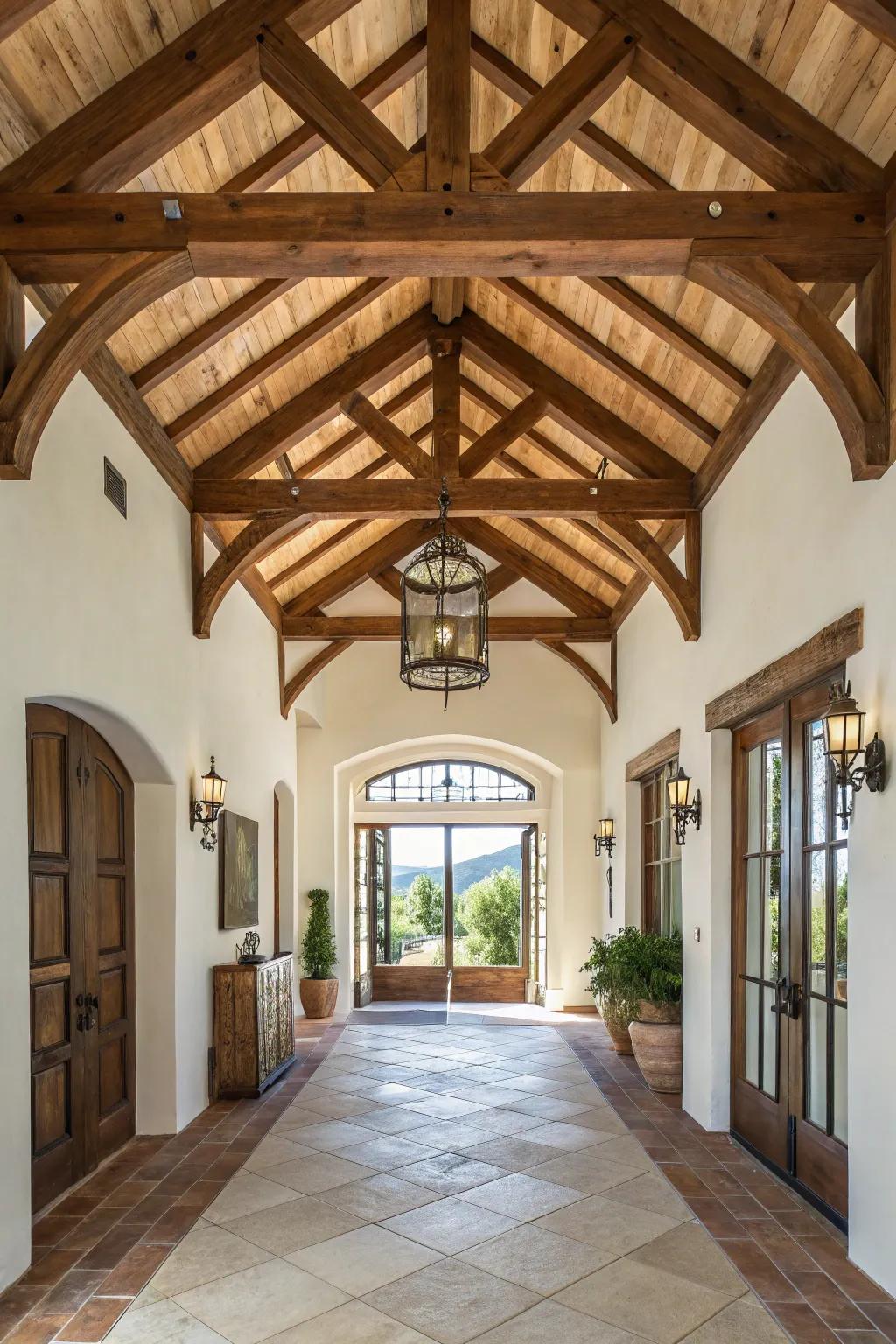 Arched ceilings contribute a sense of grandeur to a Mediterranean style entryway.