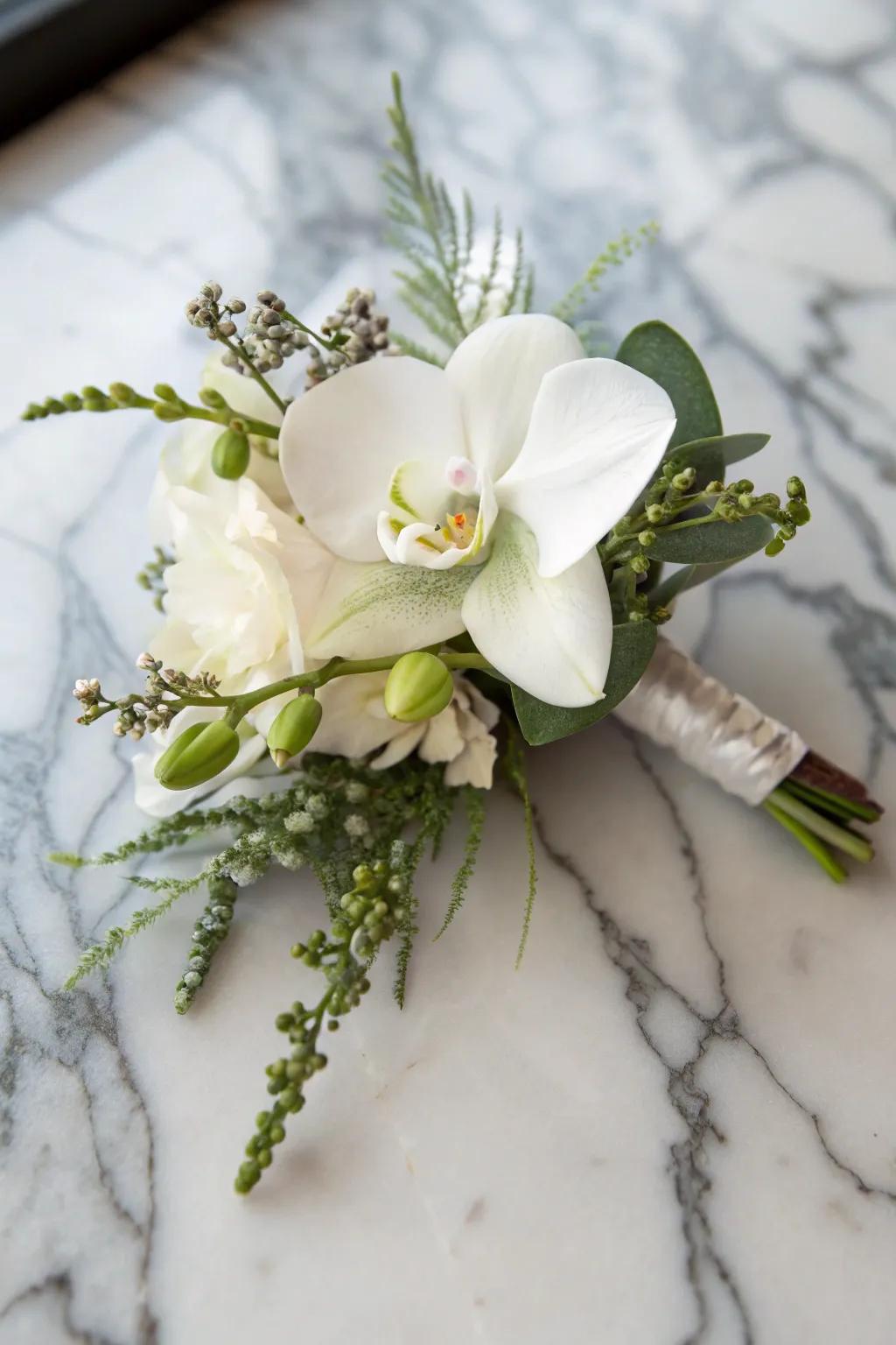 Orchid boutonnieres exude refinement and sophistication.