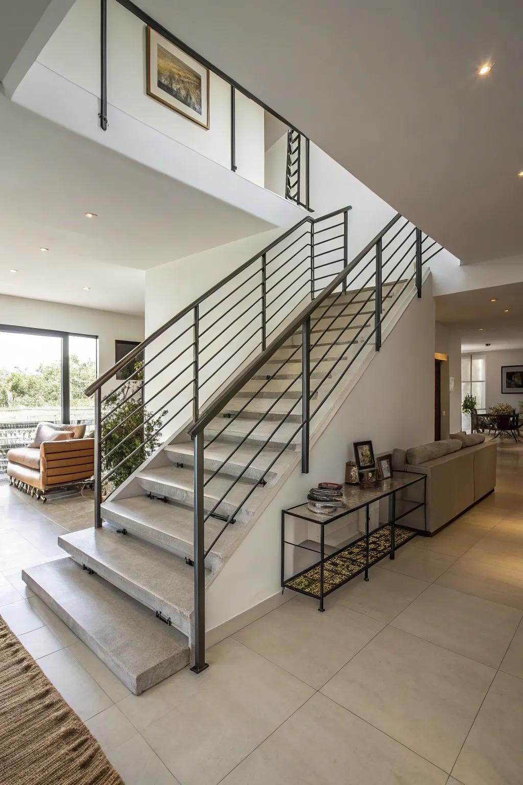 Simplicity is perfected in this minimalist metal stairway design.