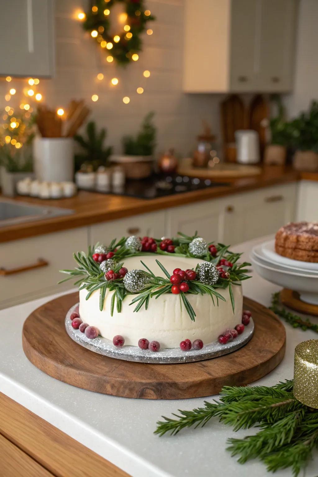 Modern garland Christmas cake