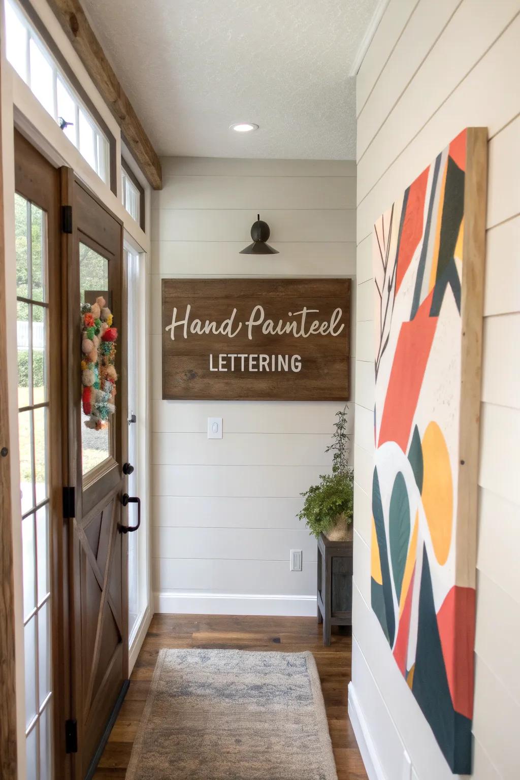 Bespoke markers infuse a personal element to the entryway.