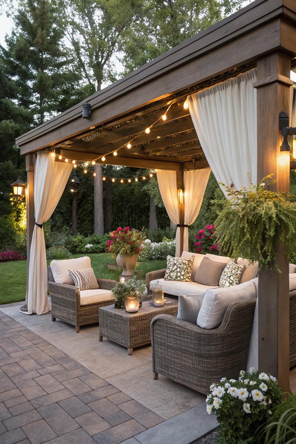 Outdoor living spaces extend an invitation to unwind and rejuvenate in style.