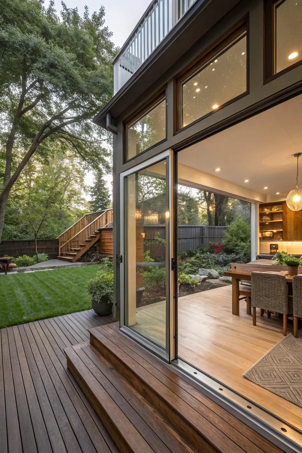 An appealing deck blueprint that broadens the habitable area to the outdoors.