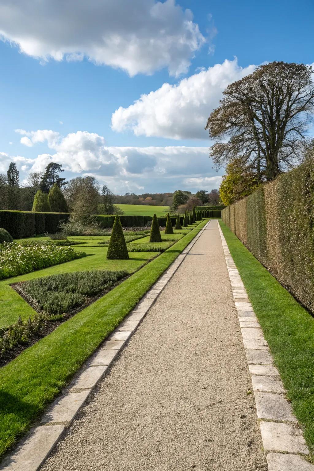 A garden walkway with defined bordering, displaying contemporary design.