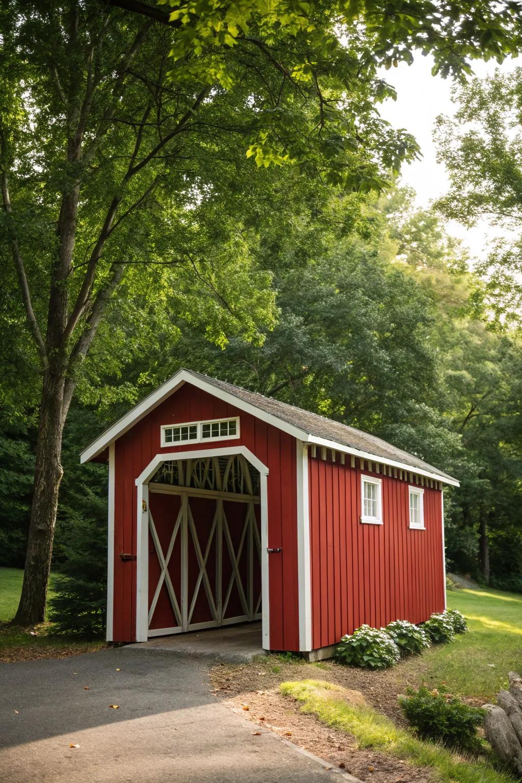 A lively red shed that energizes the garden.